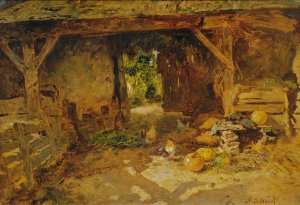 Hofinterieur aus dem Marchfeld by Anton Schrodl Oil Painting