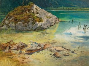 Impression of Lake Attersee by Anton Schrodl Oil Painting