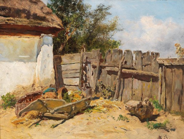 In The Farmhouse Garden by Anton Schrodl - Hand-Painted Oil Painting Reproduction