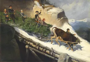 Bauernschlitten aus dem Salzburgischen Oil painting by Anton Strassgschwandtner