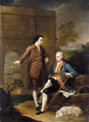 Portrait of Two Gentlemen Before the Arch of Constantine in Rome by Anton Von Maron Oil Painting