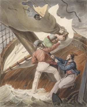Schiff im Sturm by Anton Von Perger Oil Painting