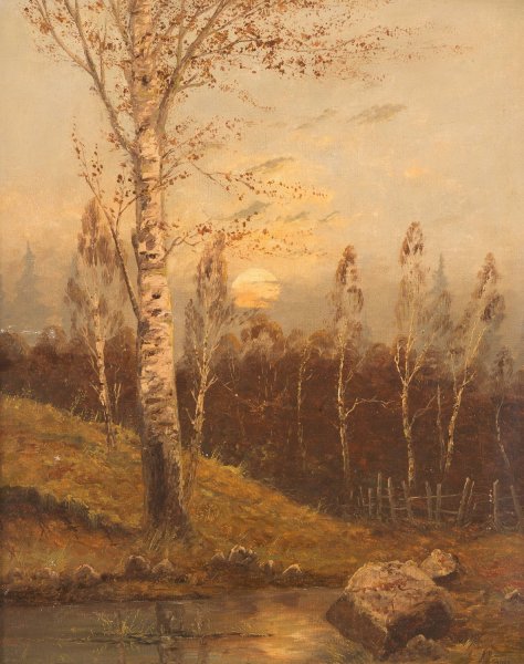 Main Product Photo of Birch forest in the evening  Painting by Anton Von Rudt