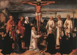 Christ on the Cross with Carthusian Saints by Anton Von Worms Woensam - Oil Painting Reproduction