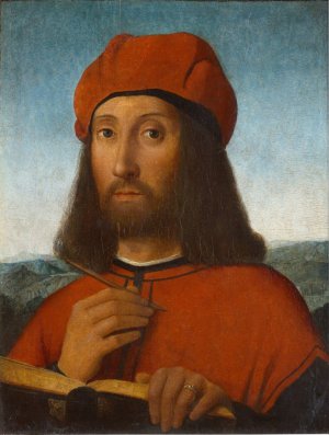 Portrait of a Man with Red Beret and Book by Antonello De Saliba Oil Painting