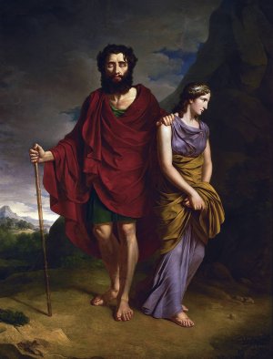 Oedipus And Antigone by Antoni Brodowski Oil Painting