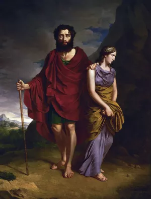 Oedipus And Antigone by Antoni Brodowski Oil Painting