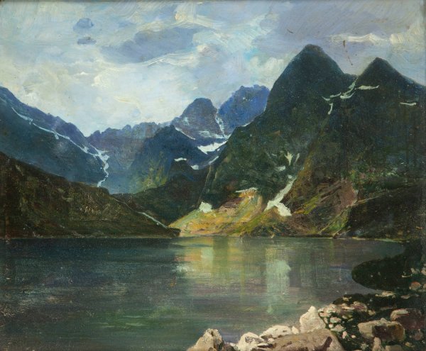 The Morskie Oko Lake  by Antoni Gramatyka - Hand-Painted Oil Painting Reproduction