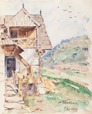 Ksiega pamiatkowa dzialalnoSci zakladu szczawnickiego - widok na Jarmute by Antoni Kozakiewicz Oil Painting