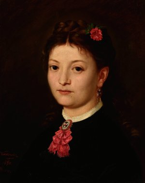 Portrait of a Young Woman by Antoni Kozakiewicz Oil Painting