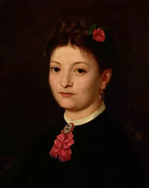 Portrait of a Young Woman by Antoni Kozakiewicz Oil Painting