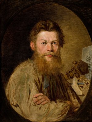 Portrait of Sculptor Kazimierz Wakulski by Antoni Kozakiewicz Oil Painting