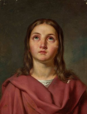 Bust of a young woman - Virgin Mary by Antoni Murzynowski Oil Painting