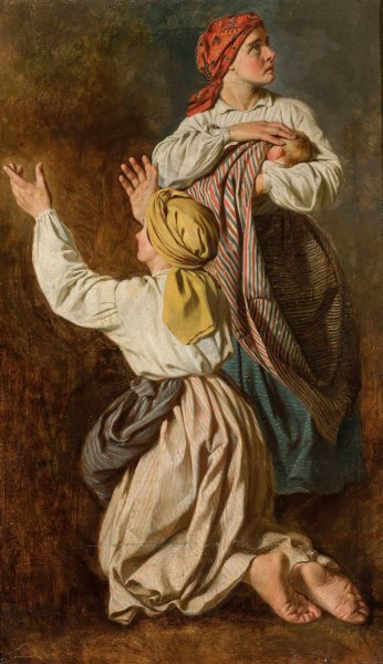 Main Product Photo of Women fleeing from the fire Painting by Antoni Murzynowski