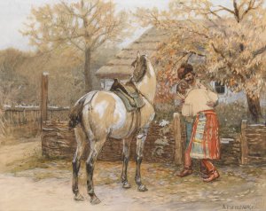 Der Abschied by Antoni Piotrowski Oil Painting