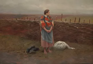 Homeless woman by Antoni Piotrowski Oil Painting