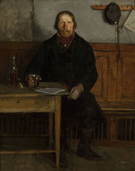 In a Tavern  by Antoni Piotrowski - Hand-Painted Oil Painting Reproduction