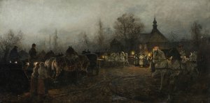 Wedding in the Evening by Antoni Piotrowski Oil Painting