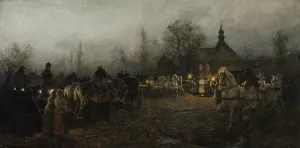 Wedding in the Evening by Antoni Piotrowski Oil Painting