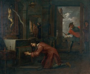 Saint Francis Receives the Order from the Crucifix at Saint Damian to Repair the House of God by Antoni Viladomat Oil Painting