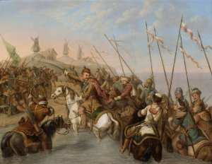 Crossing the River by Antoni Zaleski Oil Painting