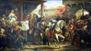 Wladyslaw Herman blesses Boleslaw the Wry-Mouthed before a war campaign by Antoni Zembaczynski Oil Painting