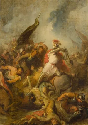 Bishop Otto II of Utrecht is killed in the battle of Ane, Anno 1226 by Antonie F. Zurcher Oil Painting