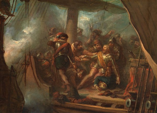 Main Product Photo of Heemskerk dies near Gibraltar, Anno 1606  Painting by Antonie F. Zurcher