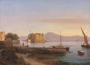 Fishermen Castel dell'Ovo, Naples by Antonie Sminck Pitloo Oil Painting