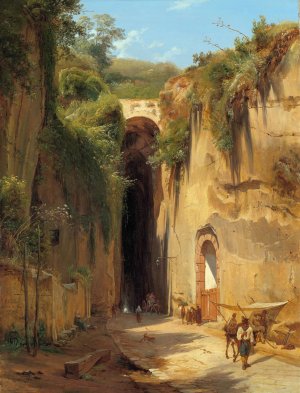 The Grotto of Posillipo at Naples by Antonie Sminck Pitloo Oil Painting