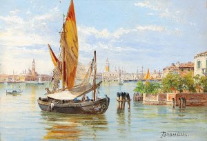 Barche De Pesche, Venezia by Antonietta Brandeis Oil Painting