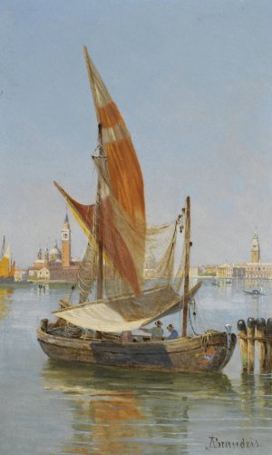 Fishing boats in the lagoon, Venice by Antonietta Brandeis Oil Painting