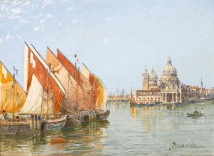 Fishing boats, Venice by Antonietta Brandeis Oil Painting