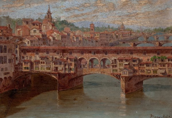 Ponte Vecchio, Florence by Antonietta Brandeis - Hand-Painted Oil Painting Reproduction