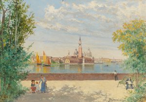 Venice, a view of San Giorgio from the Giardini by Antonietta Brandeis Oil Painting