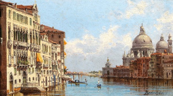 Venice, a View of the Grand Canal from Santa Maria della Salute by Antonietta Brandeis - Hand-Painted Oil Painting Reproduction