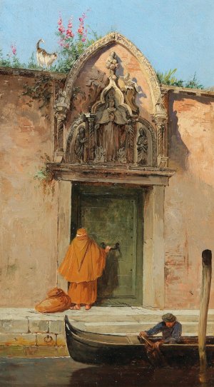 Venice, at the gate of the Arco dell'Abbazia della Misericordia by Antonietta Brandeis Oil Painting