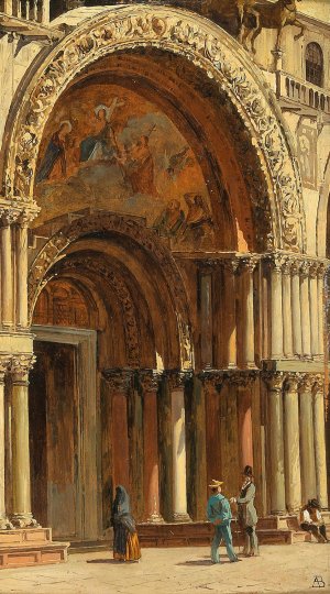Venice, the Entrance to St Mark's Basilica by Antonietta Brandeis Oil Painting