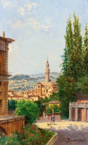 View Of Palazzo Vecchio From The Boboli Gardens, Florence by Antonietta Brandeis Oil Painting