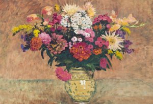 Bouquet In A Vase by Antonin Hudecek Oil Painting
