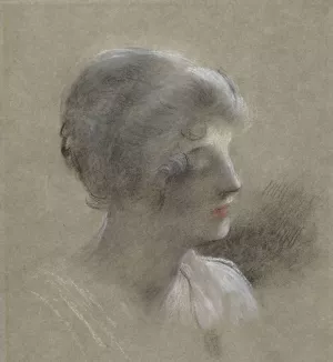 Head of a Young Lady by Antonin Mercie Oil Painting