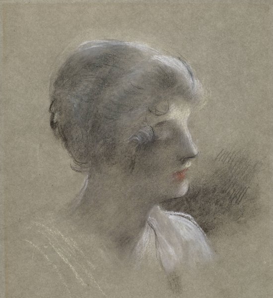 Head of a Young Lady by Antonin Mercie - Hand-Painted Oil Painting Reproduction