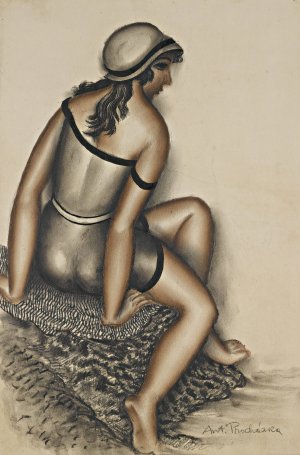 Bathing Girl by Antonin Prochazka Oil Painting