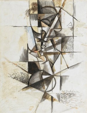 Cubist head by Antonin Prochazka Oil Painting