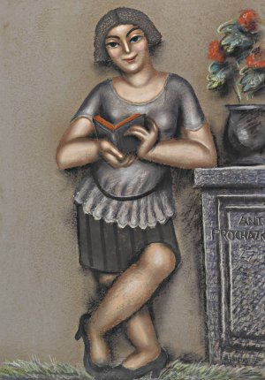 Girl Reading by Antonin Prochazka Oil Painting