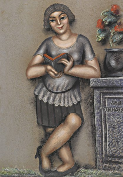 Girl Reading  by Antonin Prochazka - Hand-Painted Oil Painting Reproduction