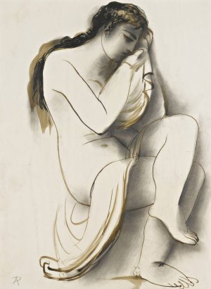 Nude With Drapery by Antonin Prochazka Oil Painting