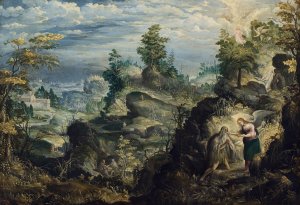 The Hermit Onofrius in the Wilderness by Antonin Stevens Oil Painting