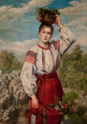 Girl Returning from the Forest by Antonina Majewska Oil Painting