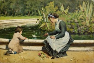 Il Gioco A Villa Tasca by Antonino Leto Oil Painting